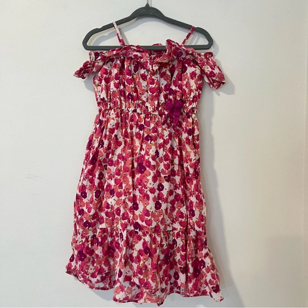 Baby Gap Girls 2T Pink Floral Dress Cotton Ruffle Spaghetti Strap Sundress
